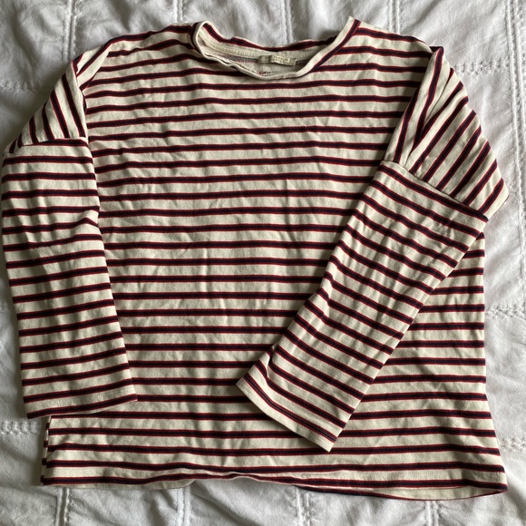 Navy, red and white striped long sleeve tee - Picture 2 of 2
